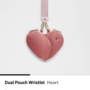 Heart Dual Pouch Wristlet - Pink